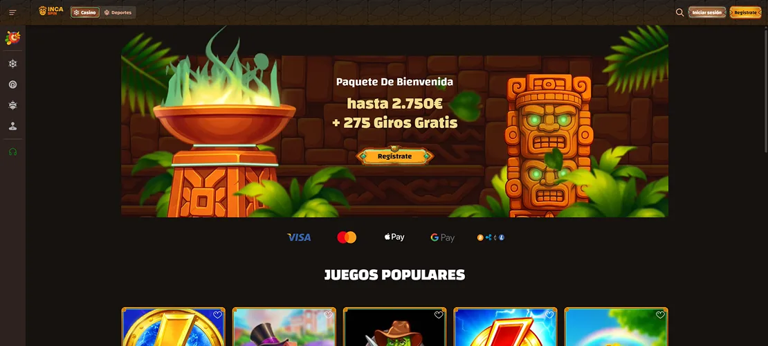 Captura de Incaspin: giros gratis y demos de tragamonedas