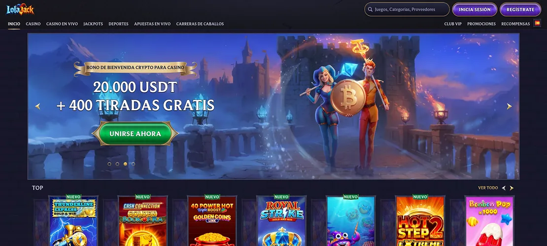 Captura de LolaJack: apuestas y programa VIP